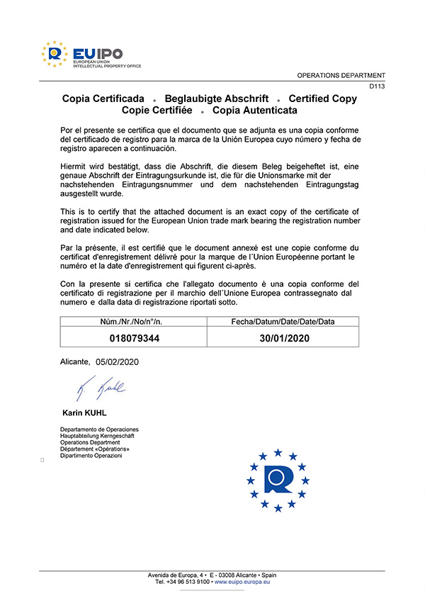 EUIPO登録証明書